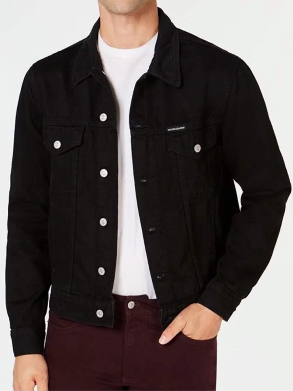 Calvin Klein Jeans Black Denim Trucker Jacket Size L